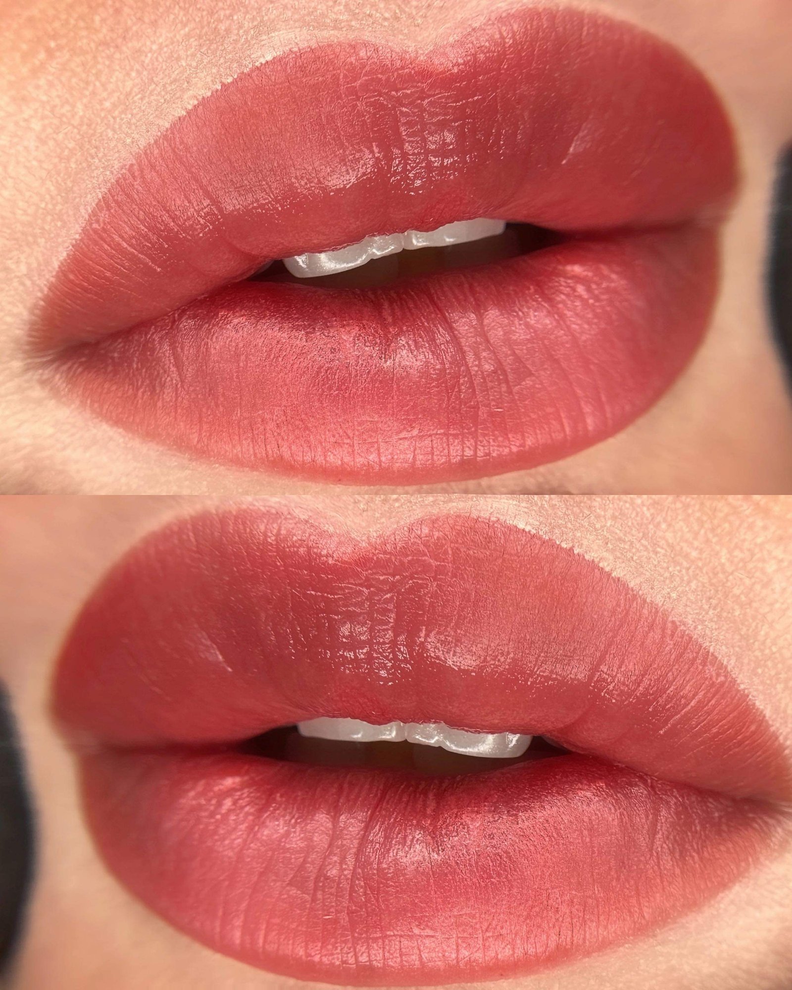 Lip blush close up showing pixel shading technique in Houston studio