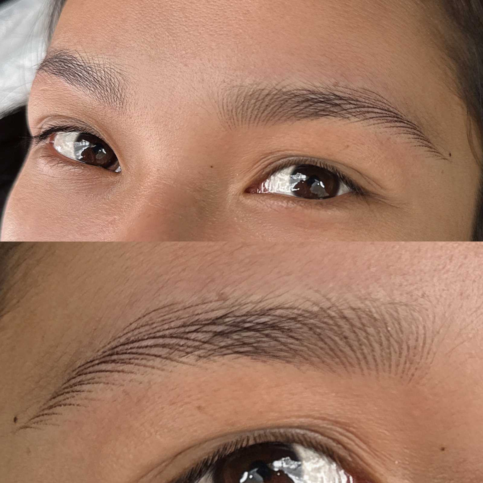 Nano hairstroke combo eyebrow transformation before and after in Houston Texas