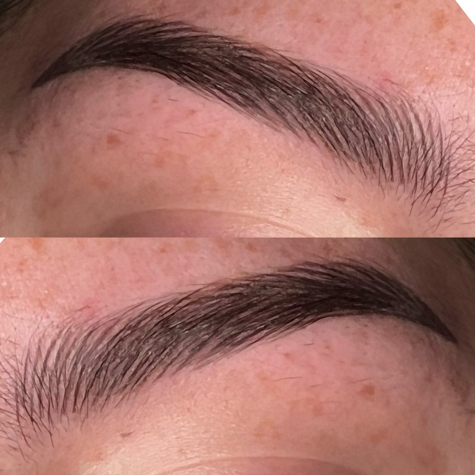 Healed nano combo brows compared with fresh procedure before and after