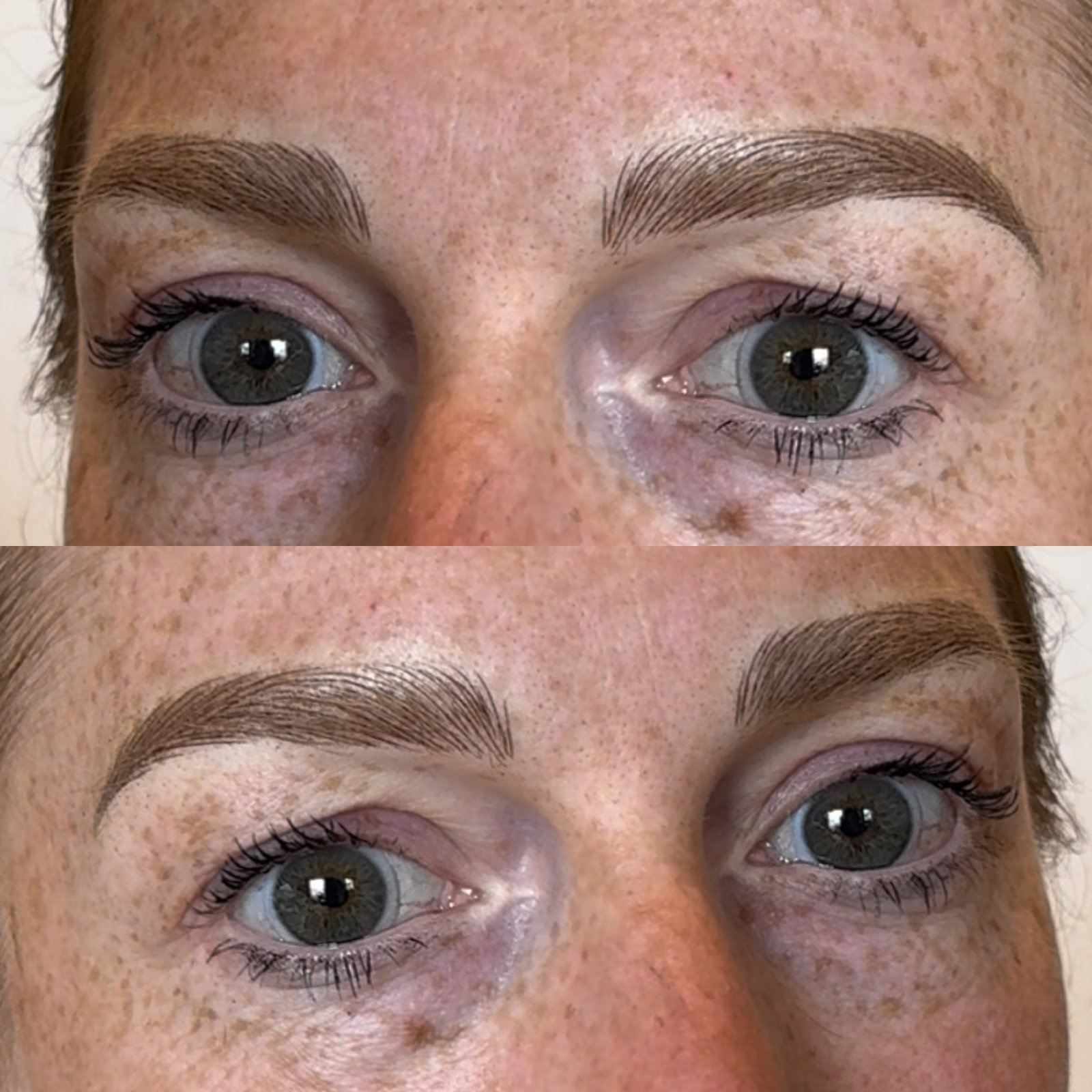 Microblading with soft front on fair skin client in Rosenberg Texas