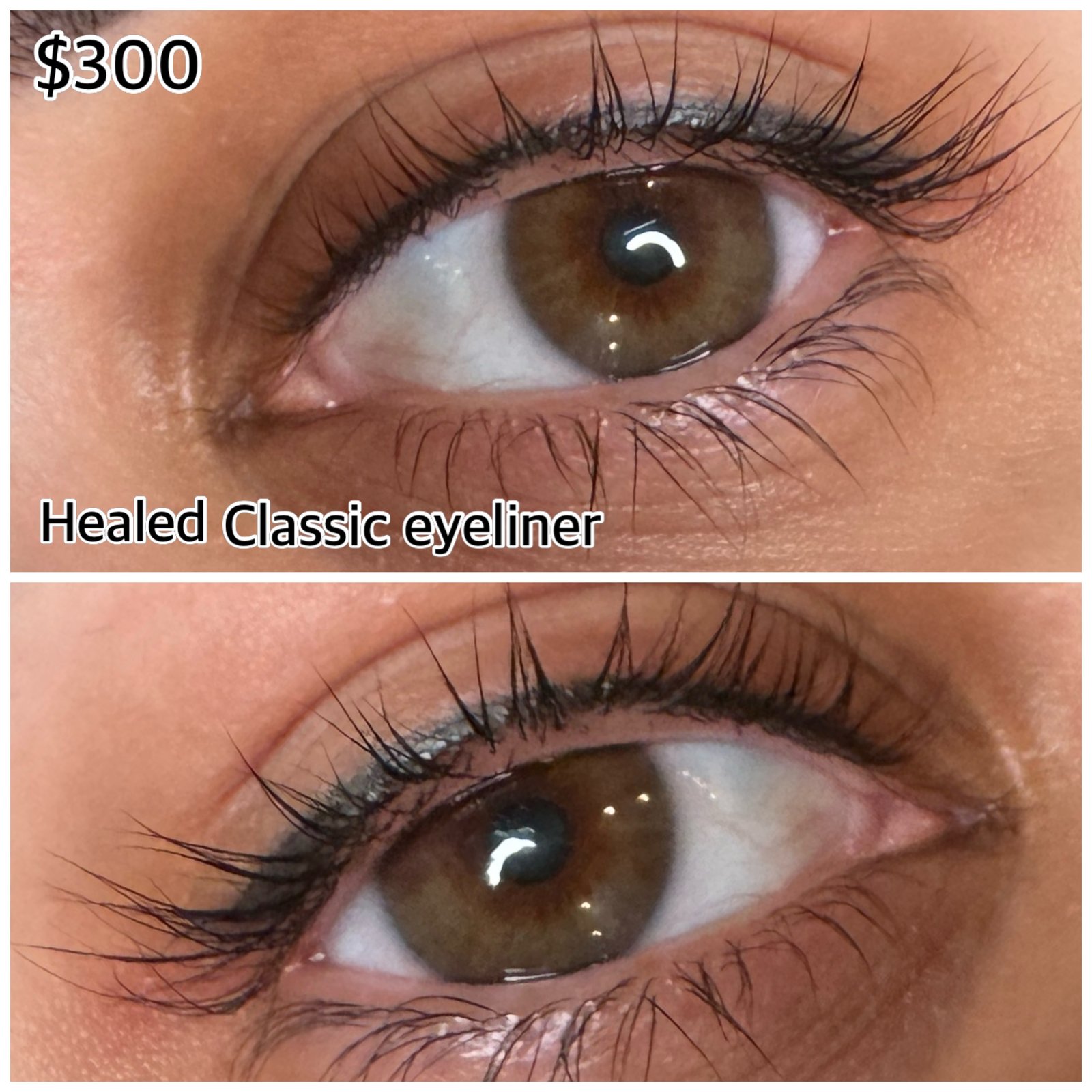 Healed lash line enhancement eyeliner tattoo result Houston Texas