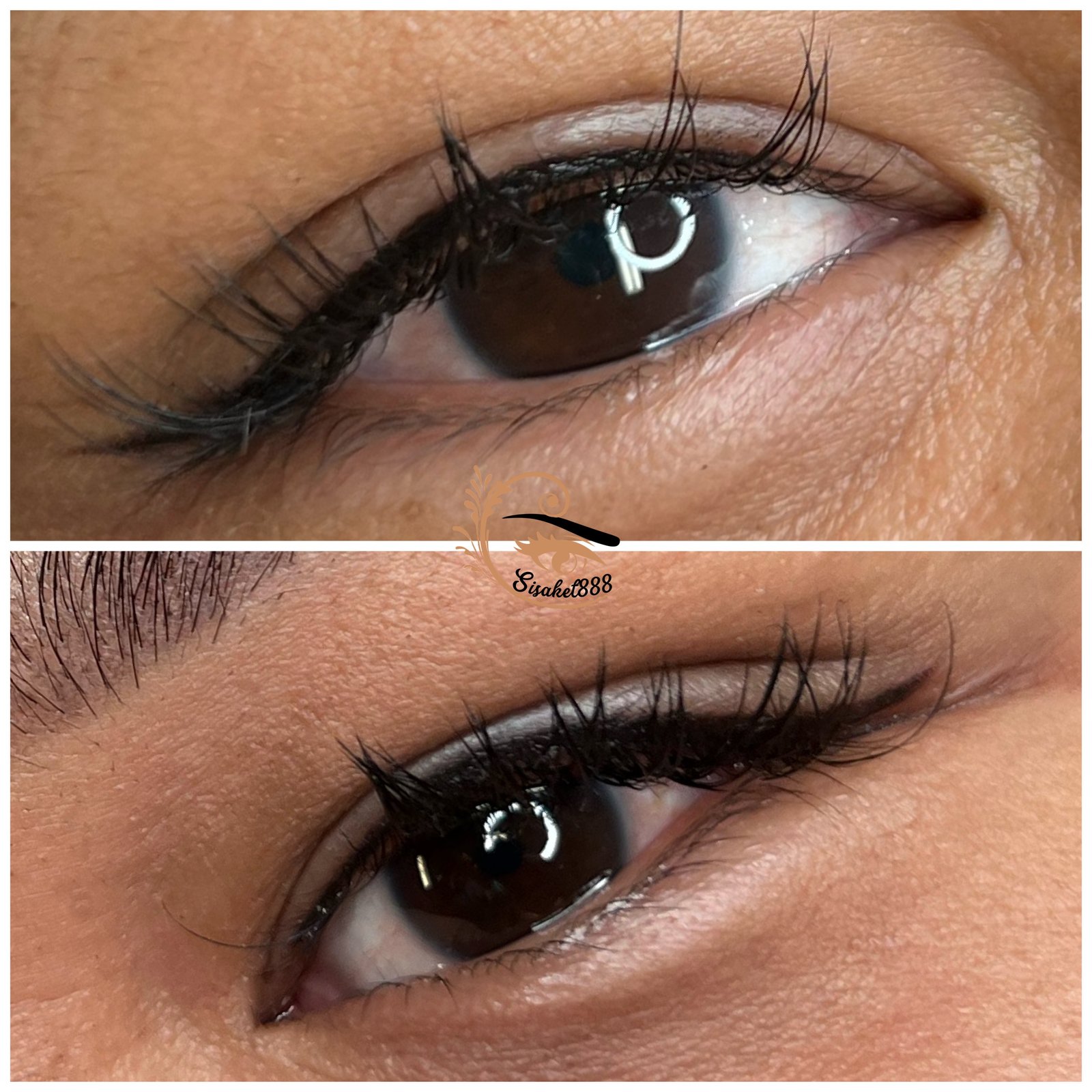 Bold shaded eyeliner tattoo on blue eyes close up Houston Texas