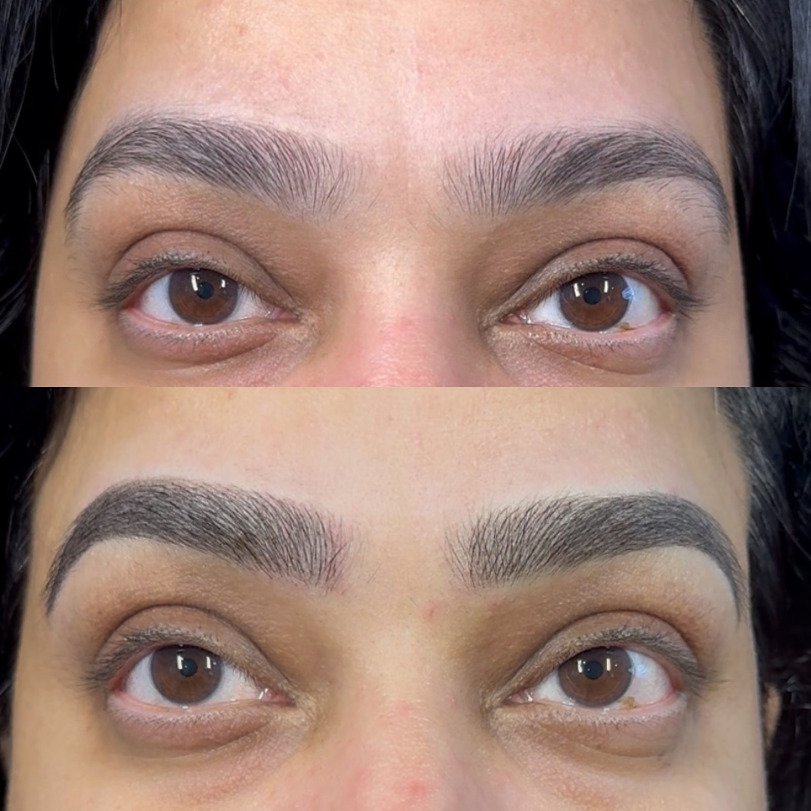 First session one week healed eyebrow tattoo soft natural color