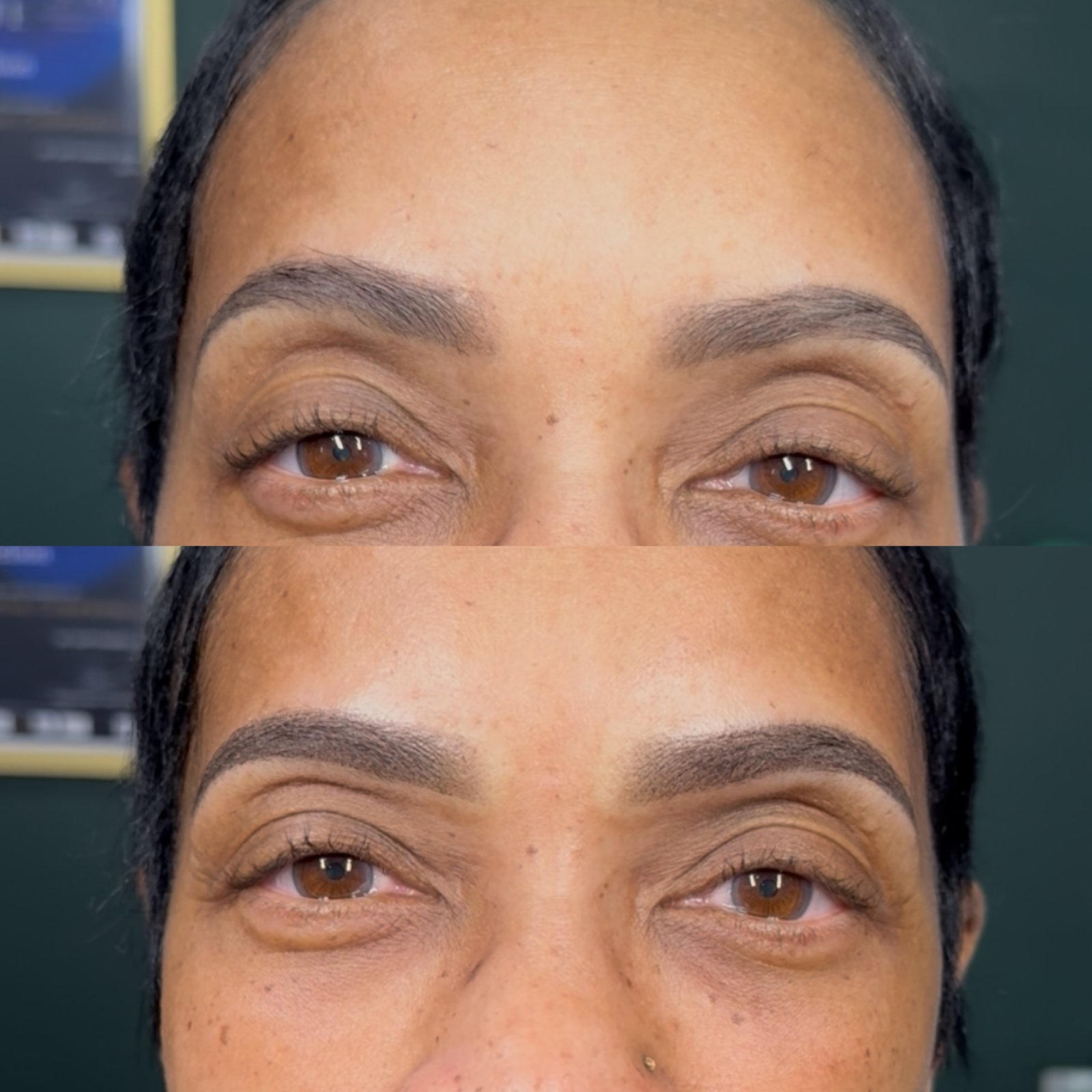 Nano brows first session healed and touch up before and after