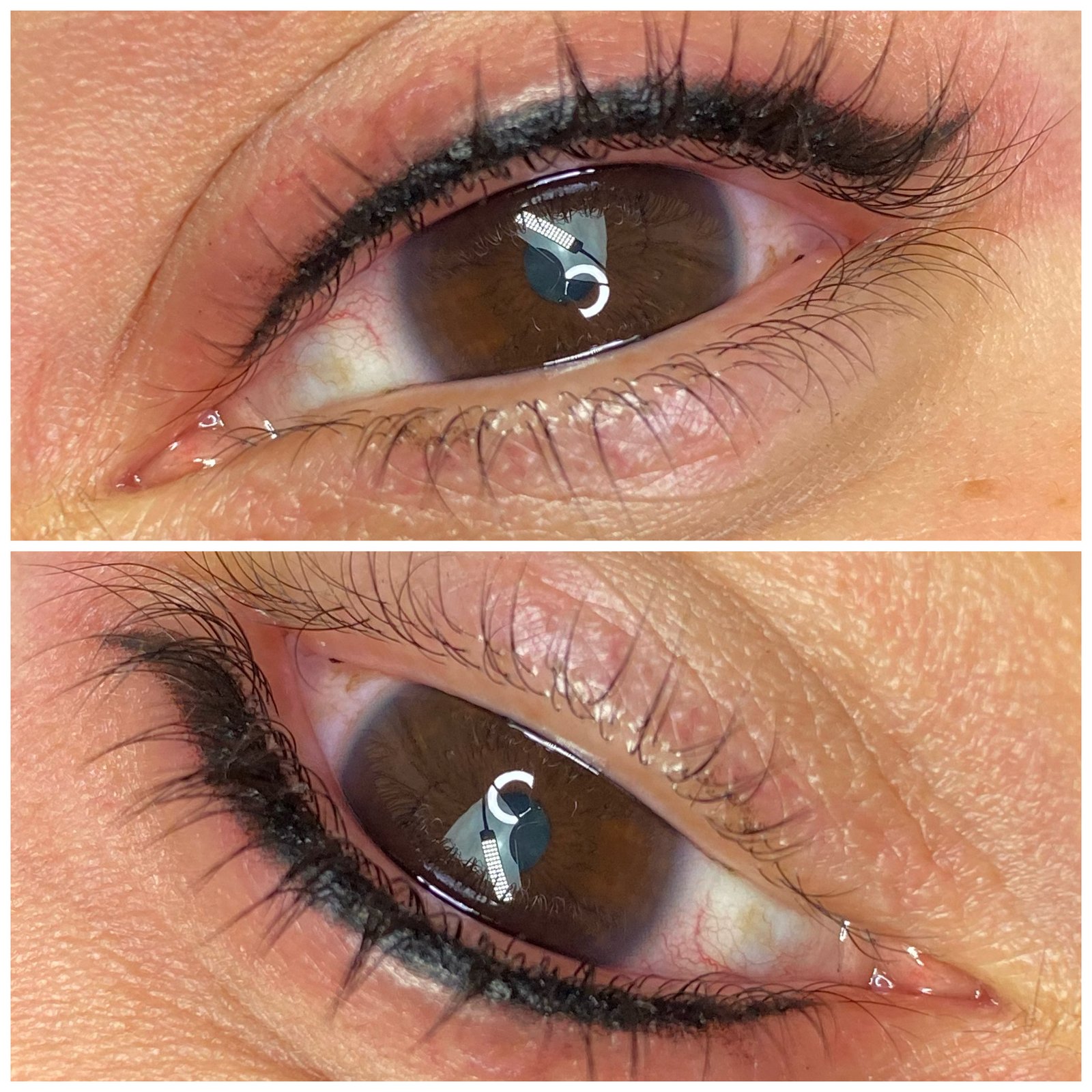 Upper eyeliner tattoo on mature client permanent makeup before and after